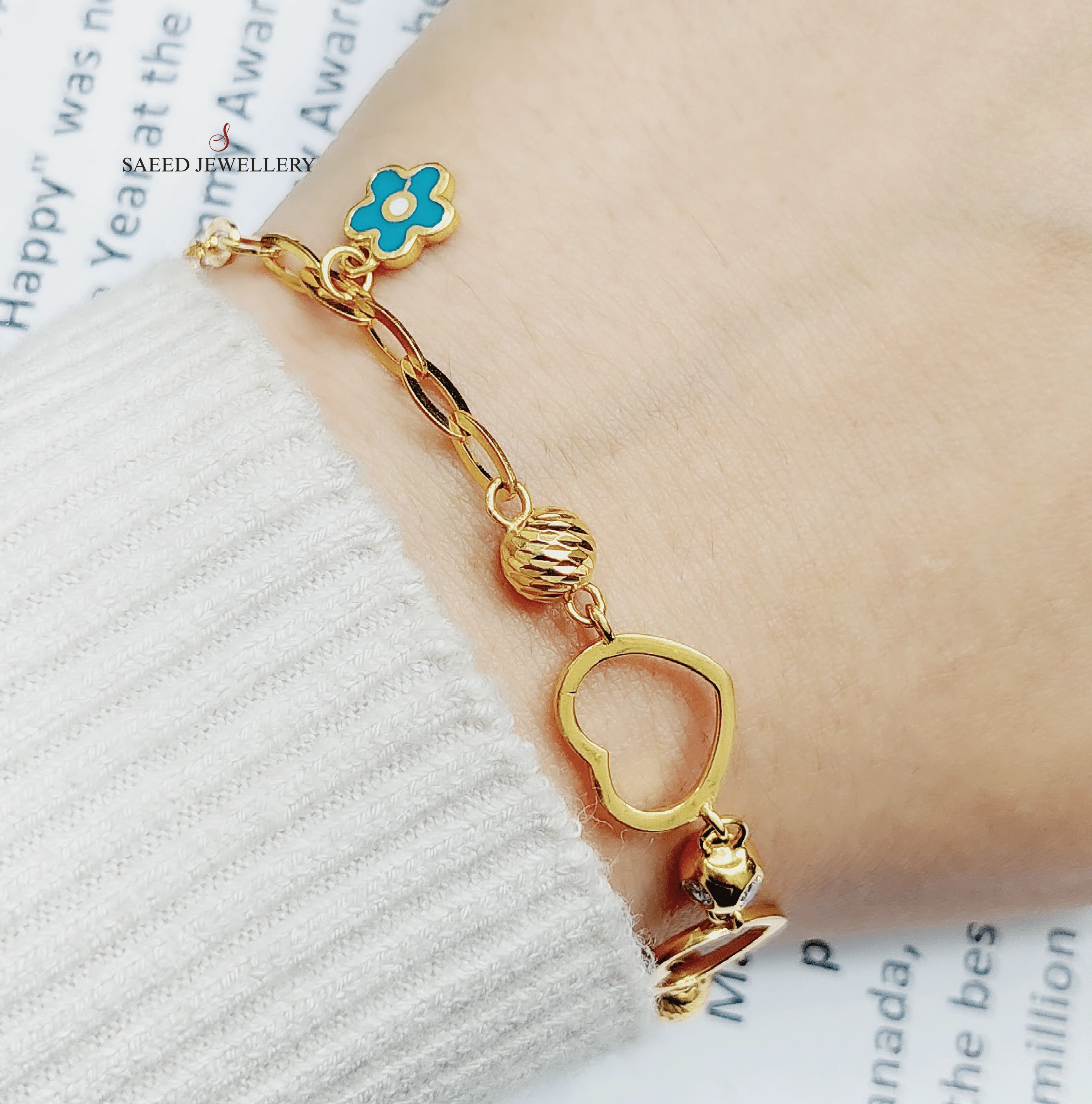 Enameled & Zircon Studded Fancy Bracelet - Image 4