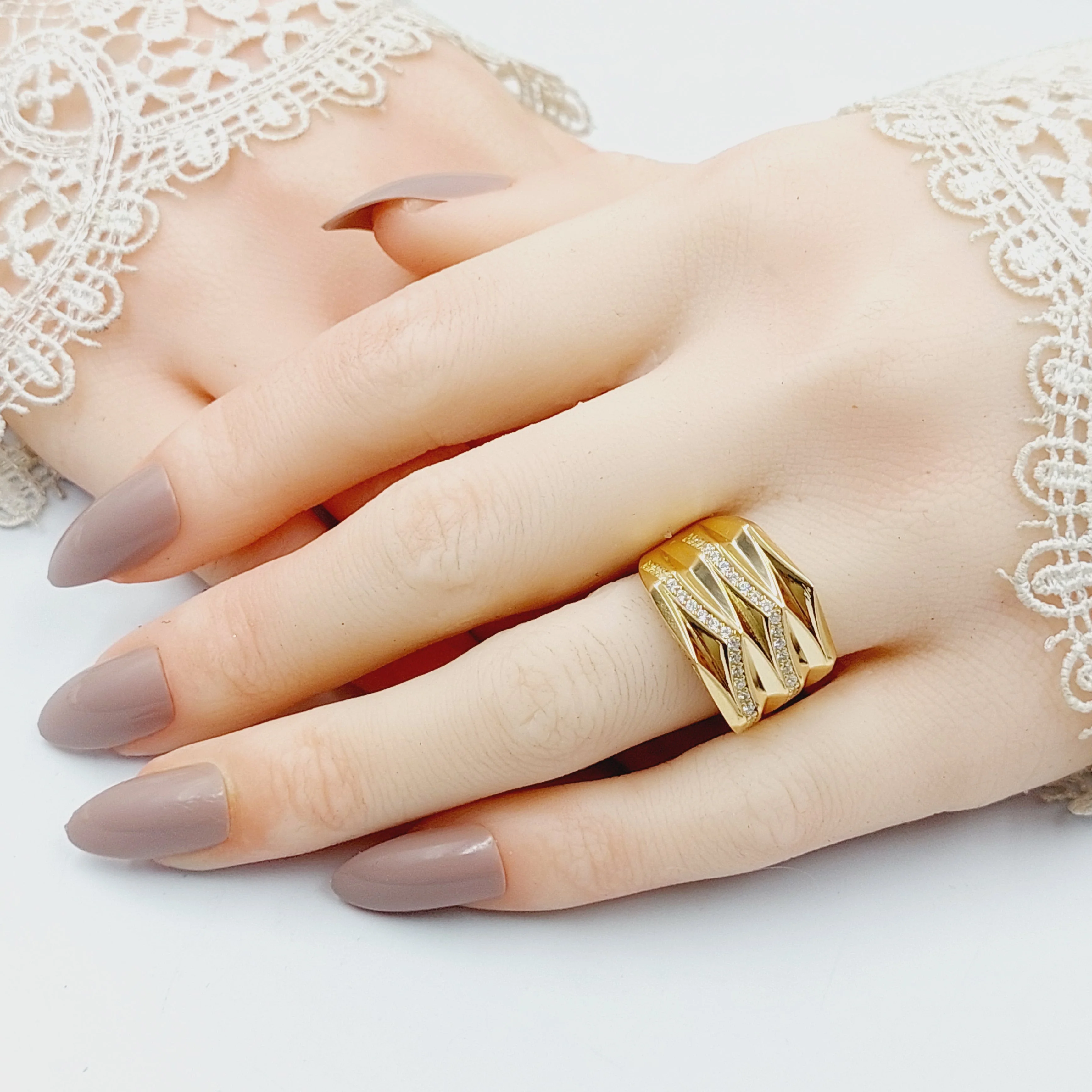 Zircon Studded Pyramid Ring - Image 7